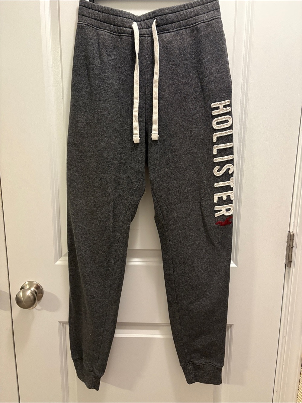 Hollister Dark Charcoal Grey Jogger Sweatpants with Logo